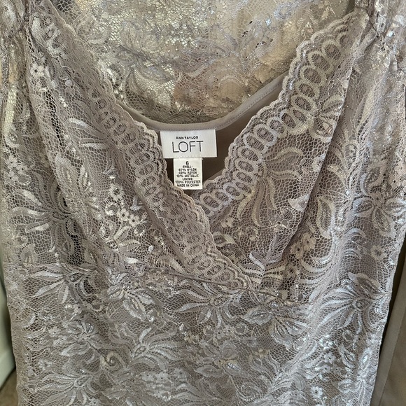 Ann Taylor Loft Silver Lace Top - Picture 3 of 8